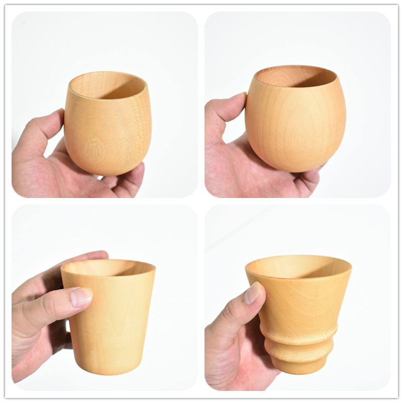 การขายโดยตรงจากโรงงาน Creative Office Simple Wooden Cup Log ฉนวนถ้วยน้ำชาถ้วยถ้วยน้ำถ้วยสามารถแกะสลักได้